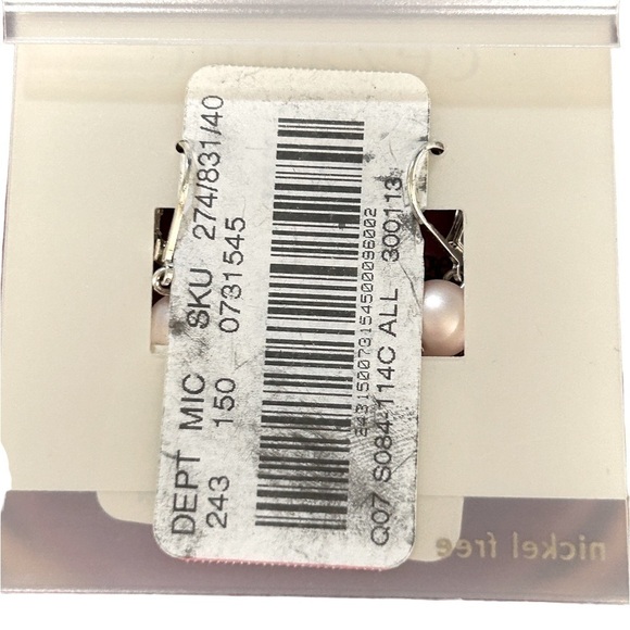 Cezanne Faux Pink Pearl Earrings Nickel Free Sensitive Skin Lever Dangle NWT - Picture 2 of 3